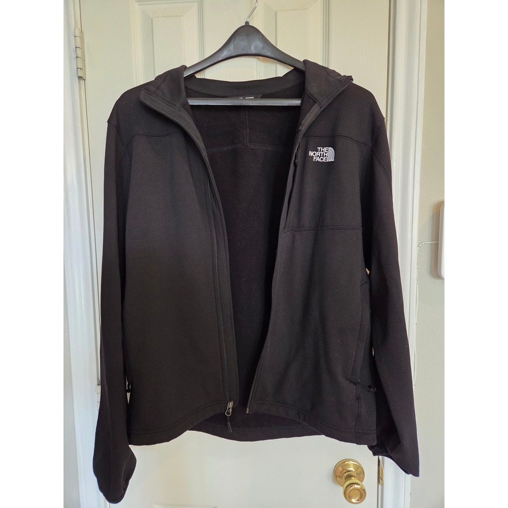 The North Face Mens Black Softshell Fleece Lined Full Zip Jacket Large